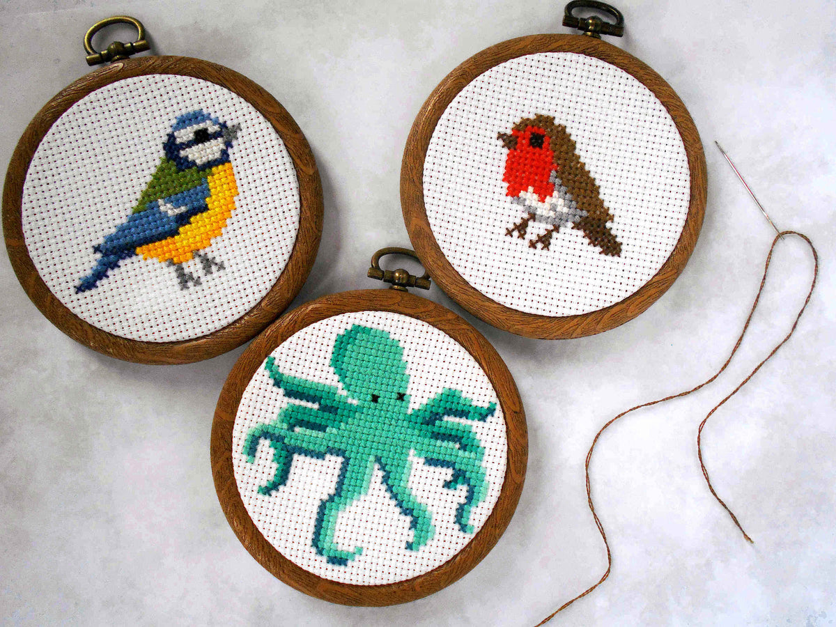 Robin Cross Stitch Kit Beginners Counted Cross Stitch Mini Kit DIY  Decorations Cute Bird Needlepoint 