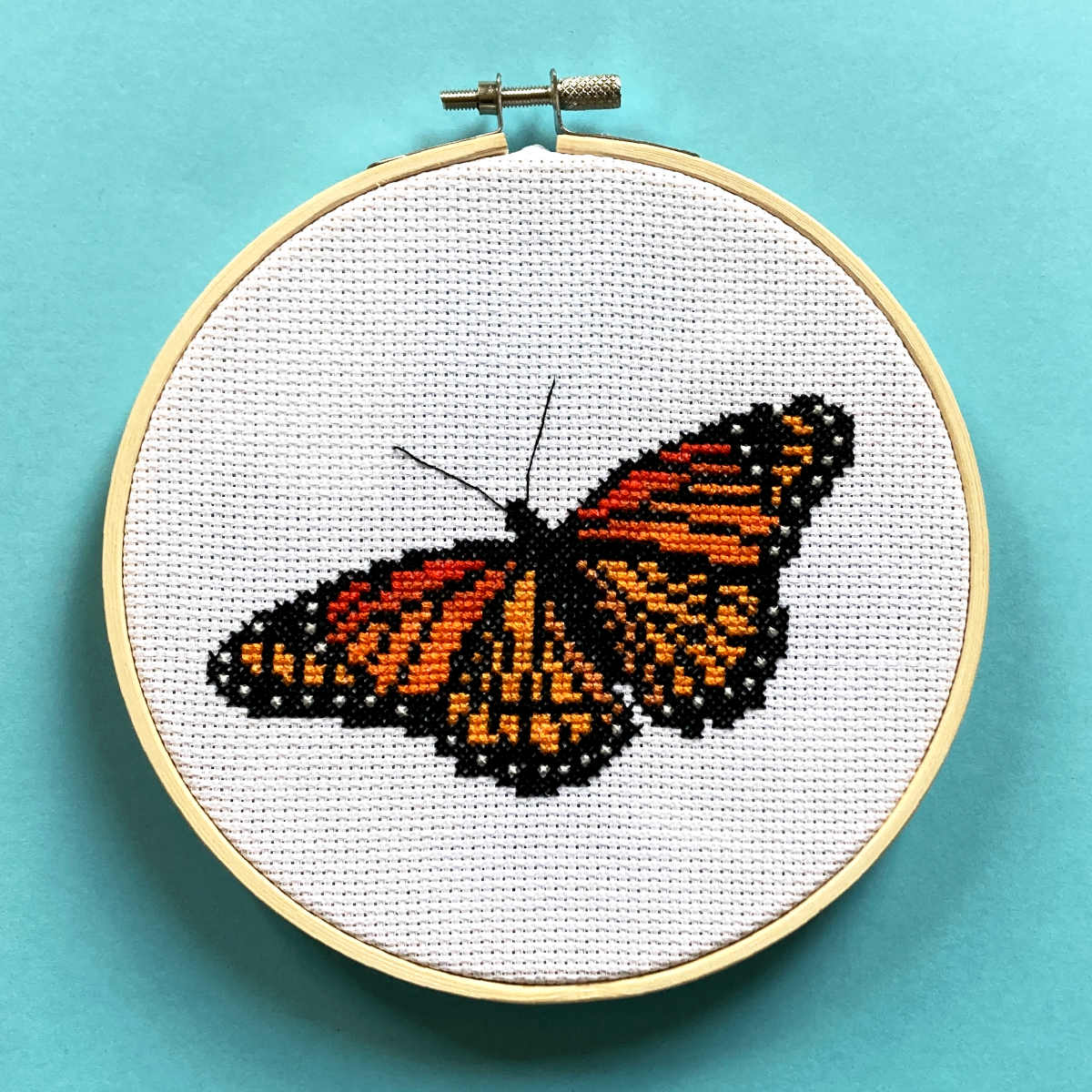Red-orange viceroy butterfly cross stitch