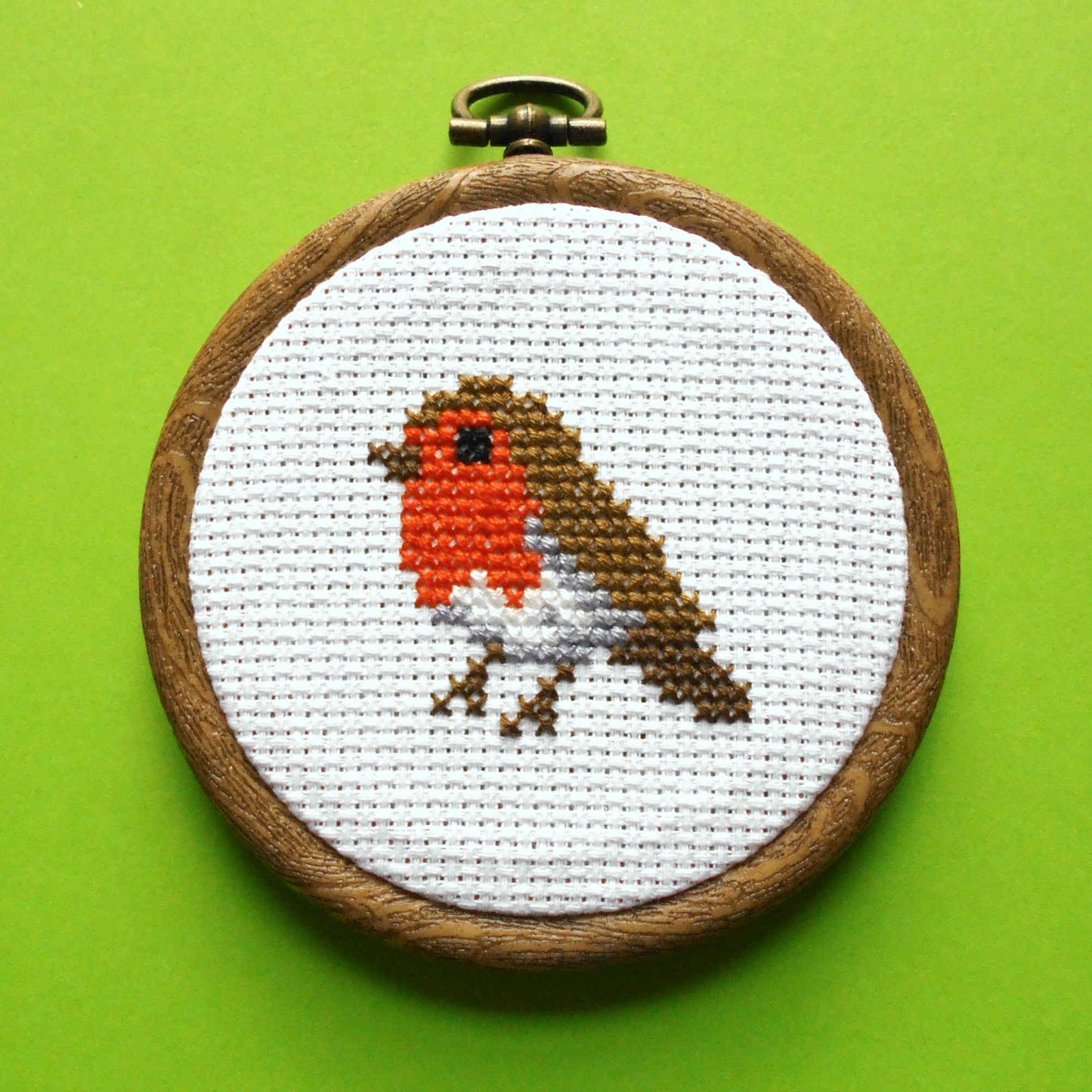 mini cross stitch robin
