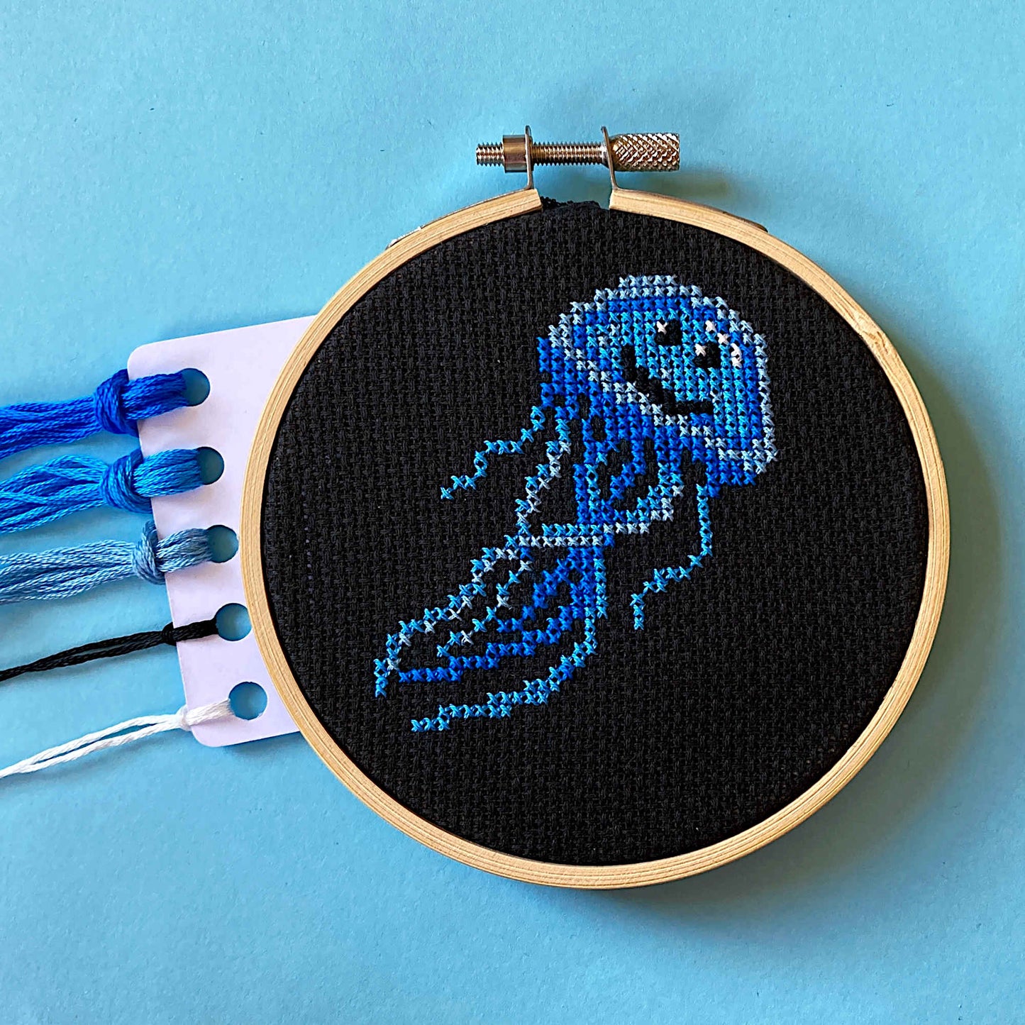 Jellyfish Cross Stitch Kit with DMC Embroidery Thread