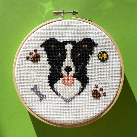Dog Cross stitch, paw prints, bone, ball