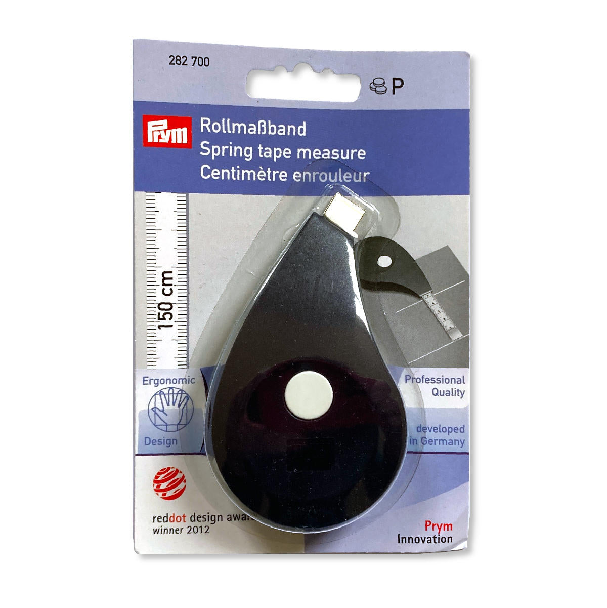 Prym Spring Ergonomic Tape Measure 150cm in packet