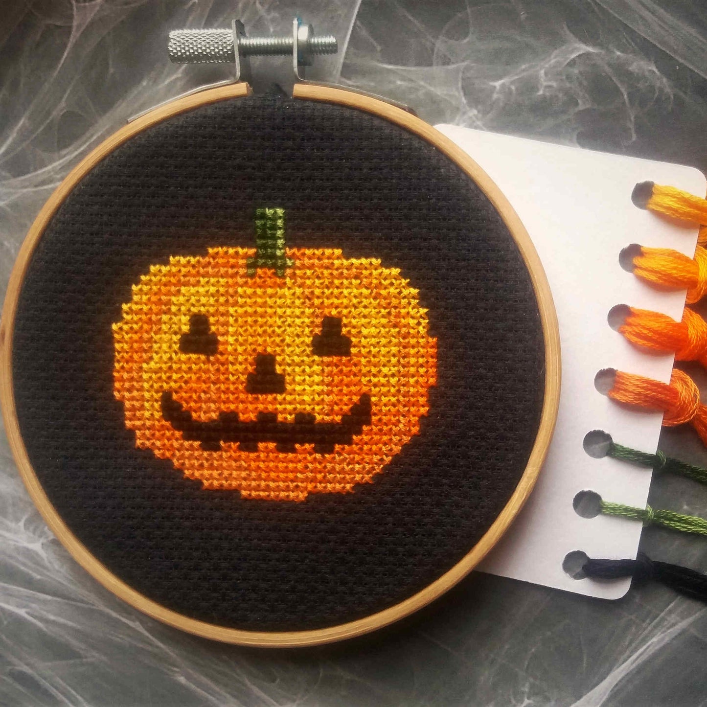 Jack O'Lantern Cross Stitch Kit With Hoop