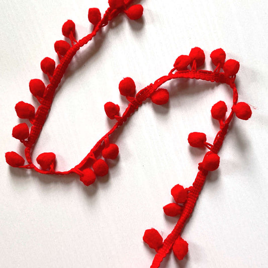 Red Pom Pom Trim, 10mm