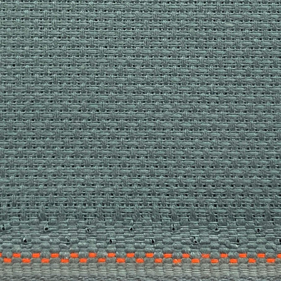 Zweigart Misty blue 14 cout aida fabric close up