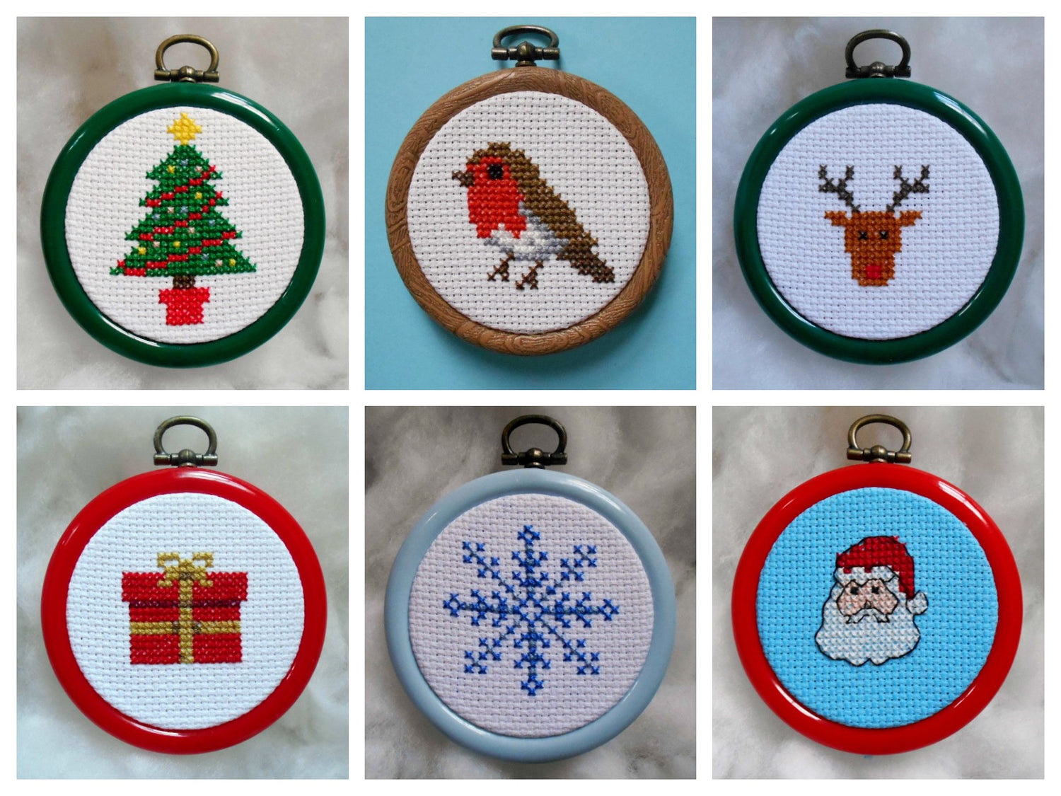 Cross Stitch Christmas Tree Ornaments, DIY Kits