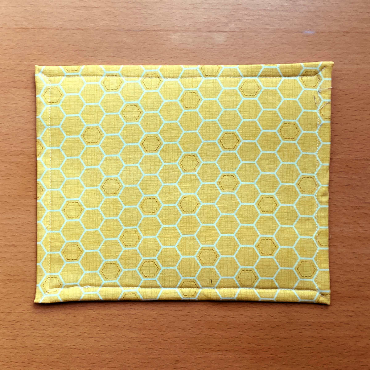 Back of project bag - yellow honeycomb print fabric