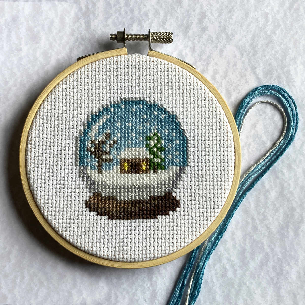 Snow Globe Cross Stitch Christmas Ornament Kit for Beginners