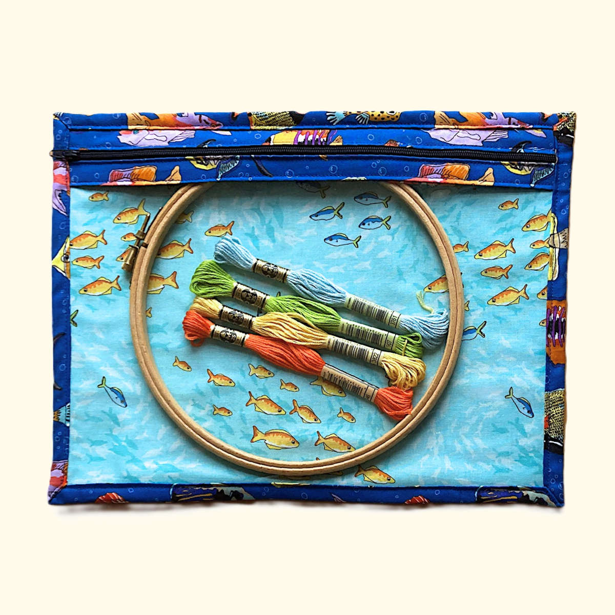 Tropical Fish Project Bag with Vinyl Front for Cross Stitch