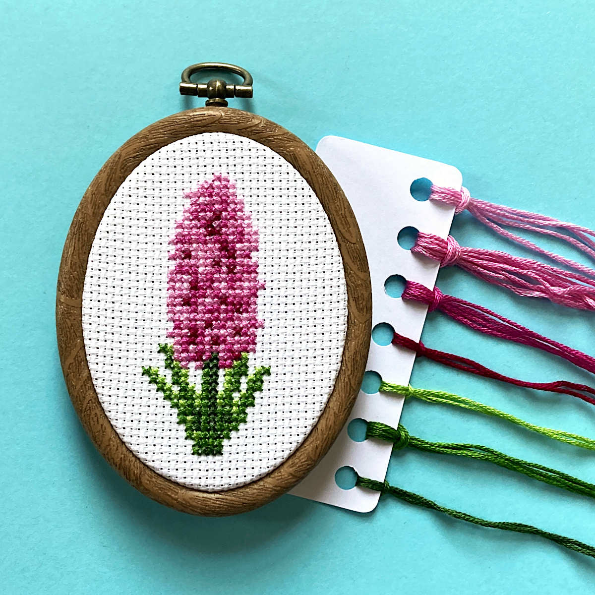 pink-fuschia dutch hyacinth flower cross stitch