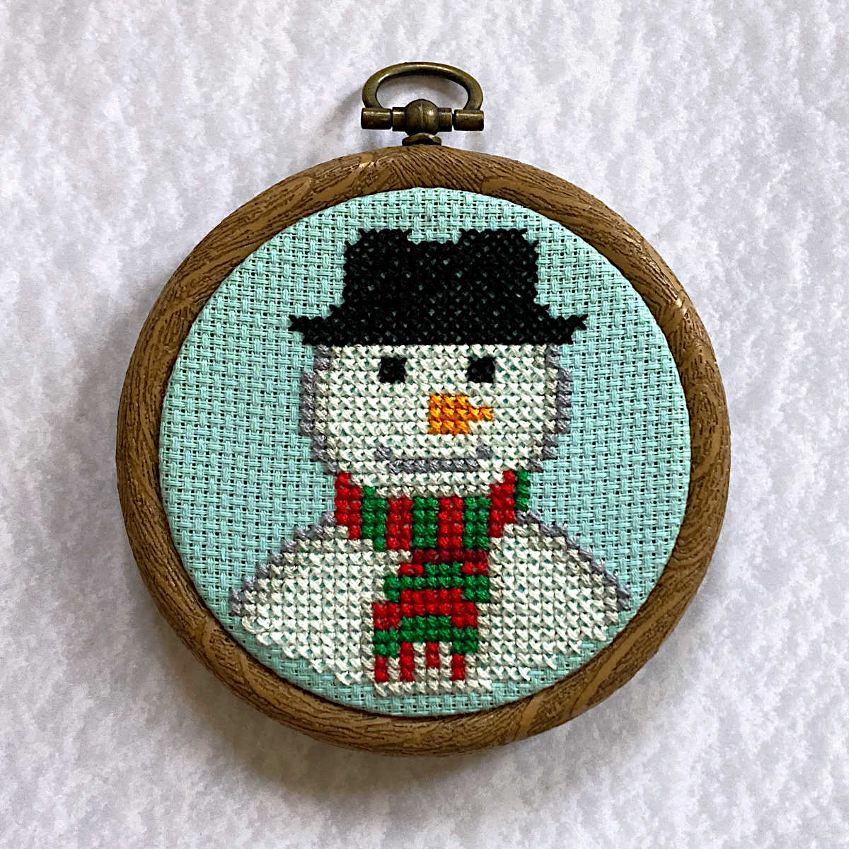 Snowman Cross Stitch Christmas Ornament