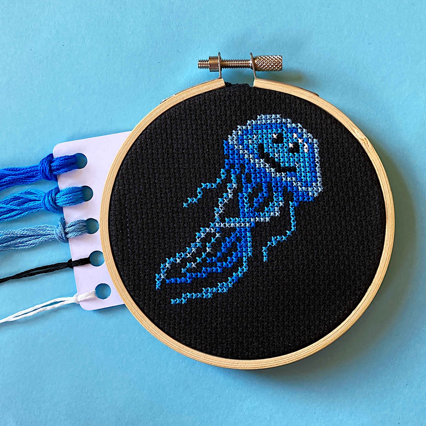 Jellyfish Cross Stitch Kit with DMC Embroidery Thread