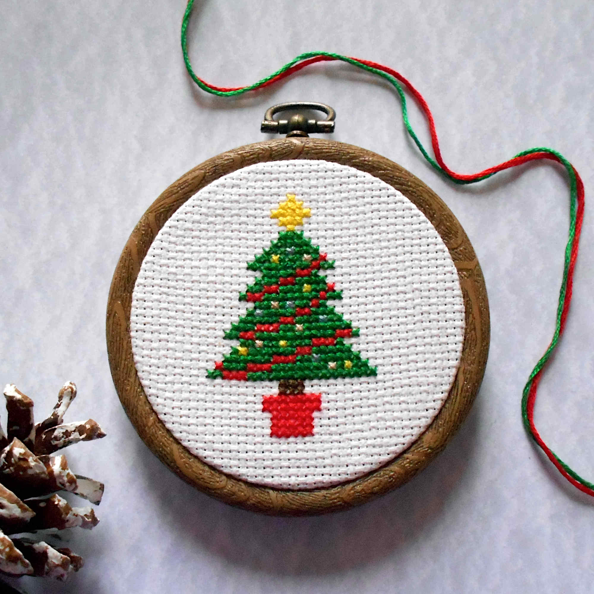 Christmas Tree Cross Stitch Kit, DIY Ornament