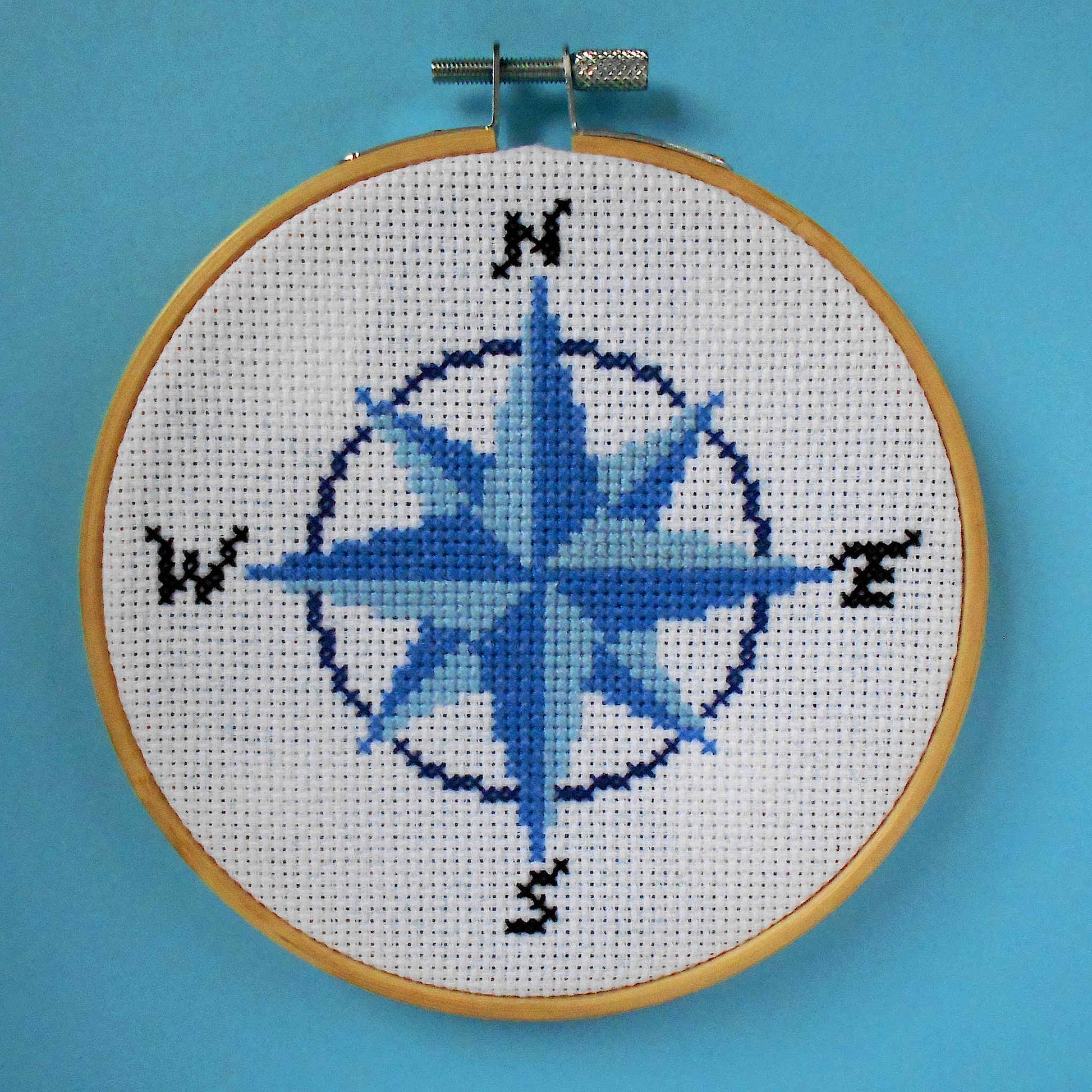 Compass Nautical Cross Stitch Kit With Hoop