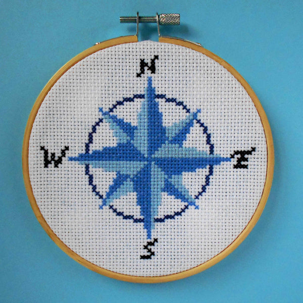 Compass Nautical Cross Stitch Kit With Hoop