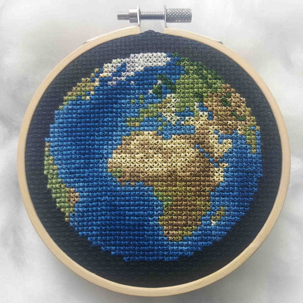 Globe Cross Stitch, DIY Kit for Beginners