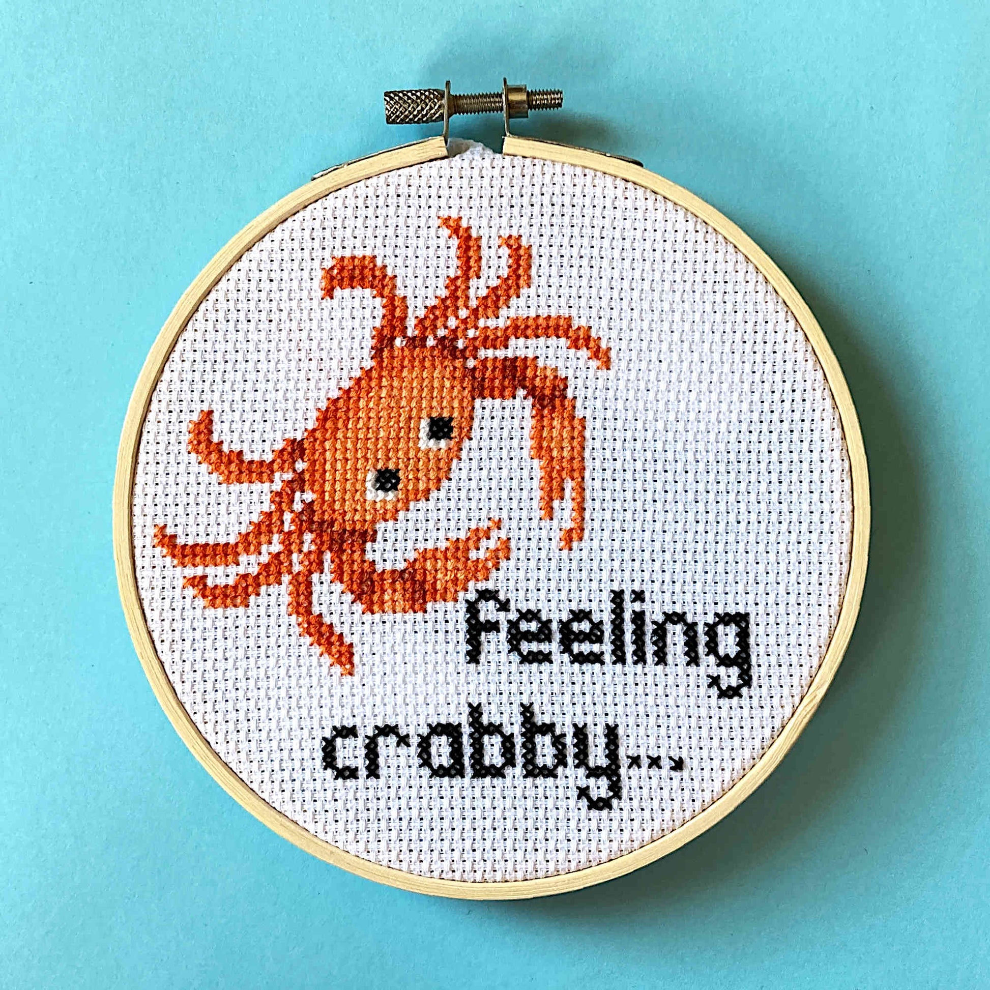 Crab Cross Stitch Kit With Hoop