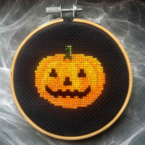 Pumpkin Cross Stitch, Halloween Decor