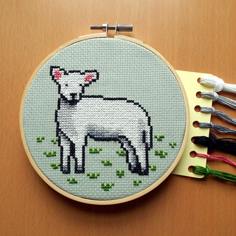 Lamb Cross Stitch Kit, Needlepoint 