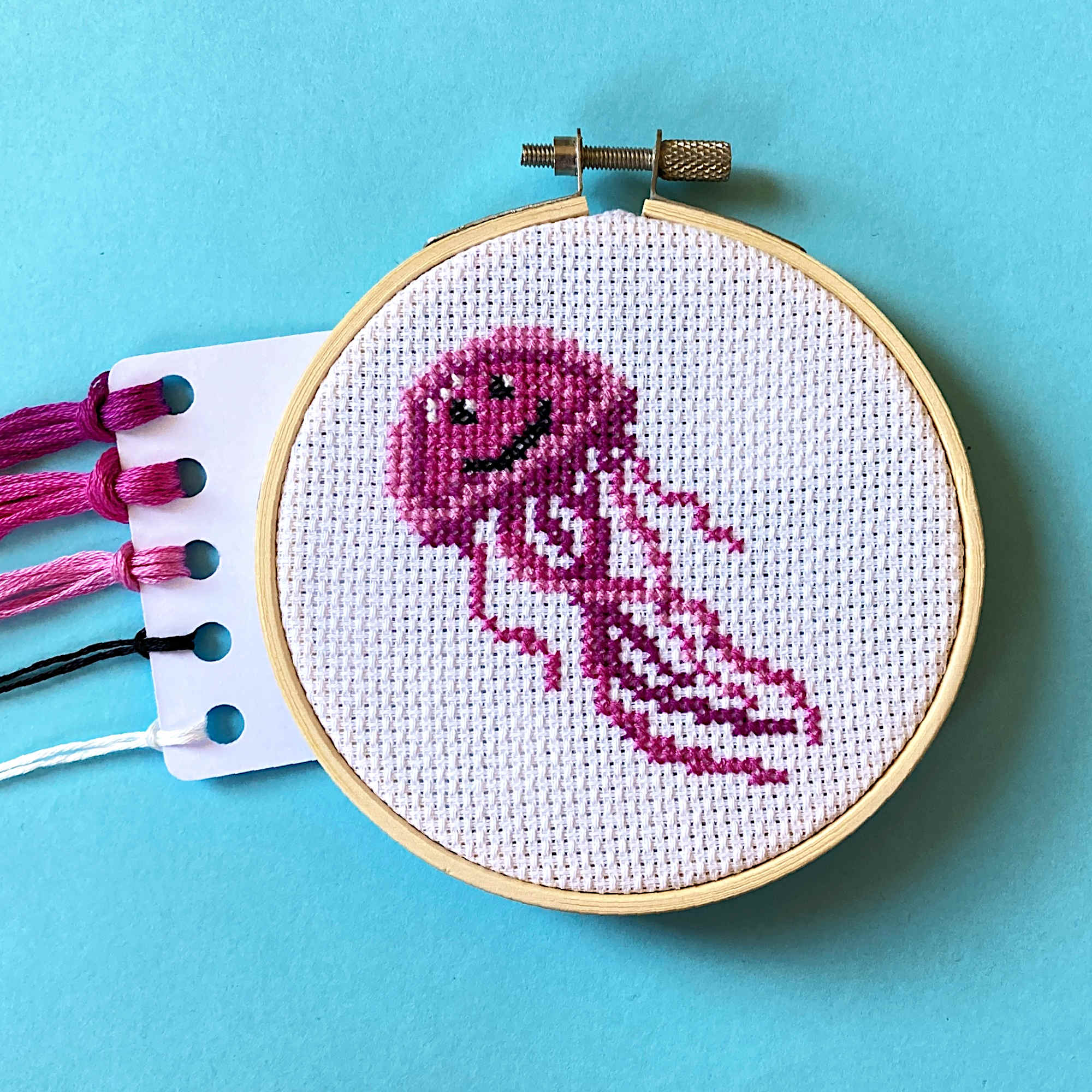 Magenta Jellyfish Cross Stitch, DMC Embroidery Thread