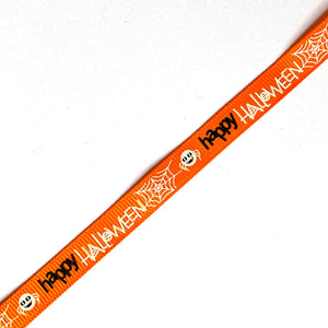 Orange happy halloween print grosgrain 9mm ribbon