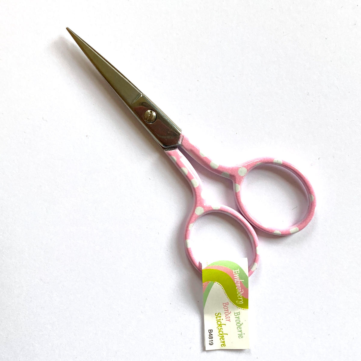 Pink polka dot embroidery scissors