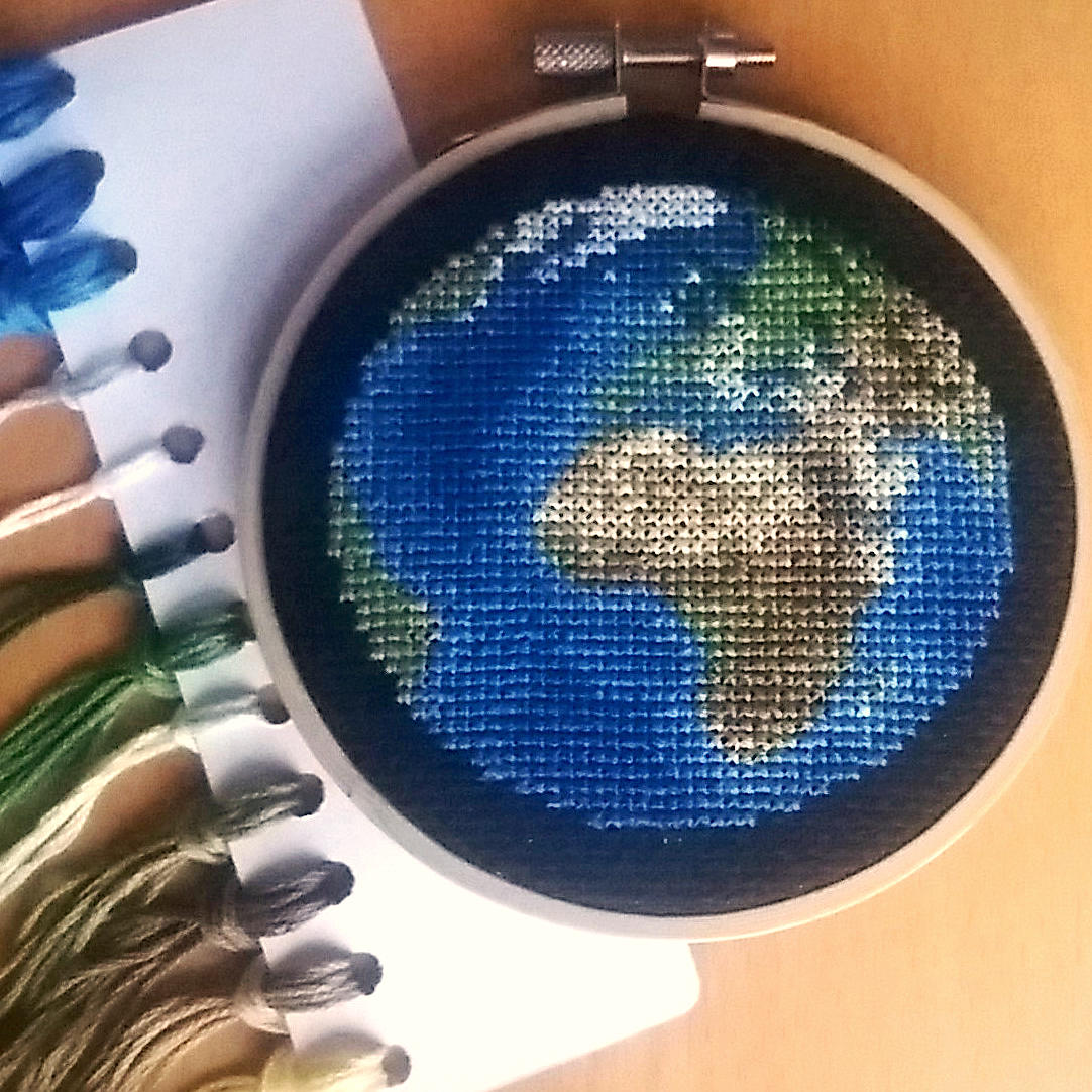 Planet Earth Cross Stitch Kit Europe Africa View Globe Needlepoint