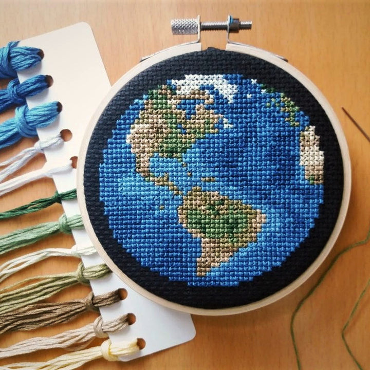 Globe Cross Stitch Kits Planet Earth Rotations Diy Kits Knit Knot Krafts