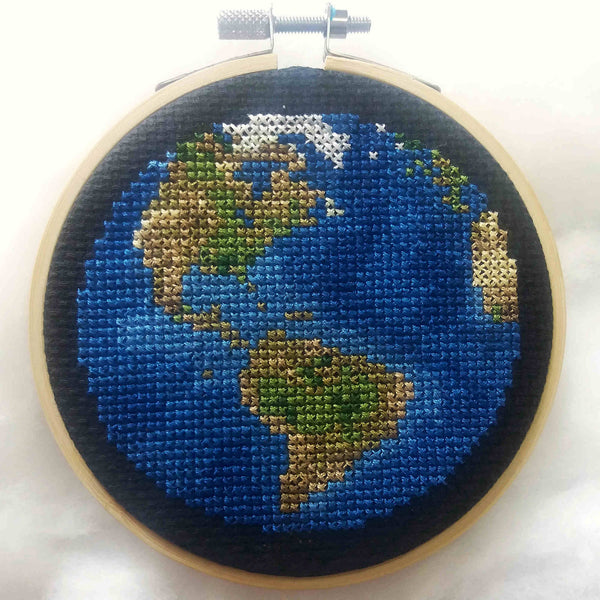 Globe Cross Stitch America View DIY Kit