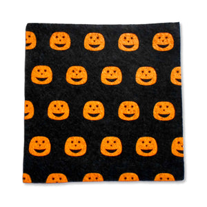 Black Halloween themed felt - pumpkin pattern