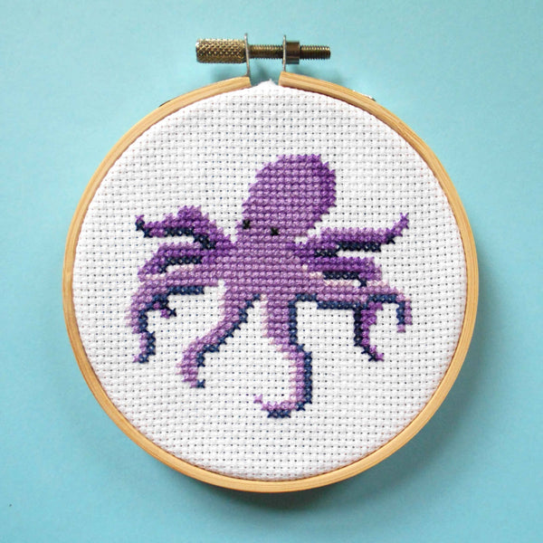 Octopus beginners sea life cross stitch kit, DIY Kit
