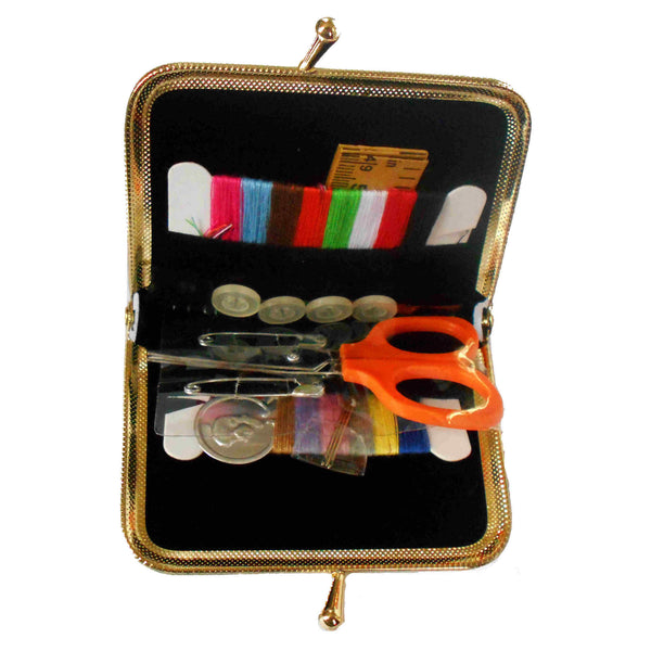 purse sewing kit contents scissors, threads