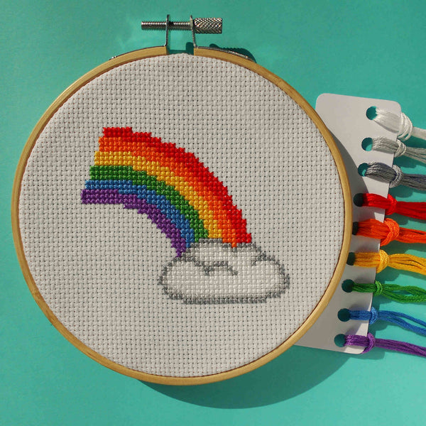 Rainbow Cross Stitch Kit With DMC Embroidery Threads