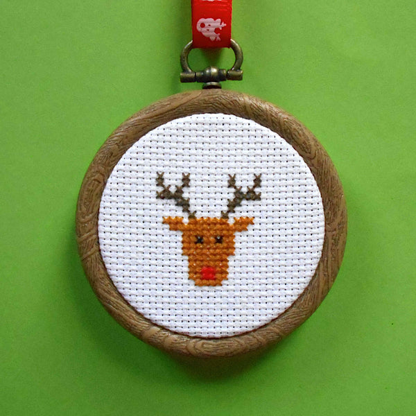 Rudolph the red nosed reindeer mini cross stitch