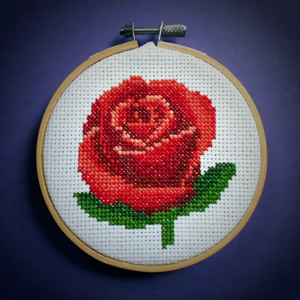 Red Rose Cross Stitch, Romantic Gift Kit