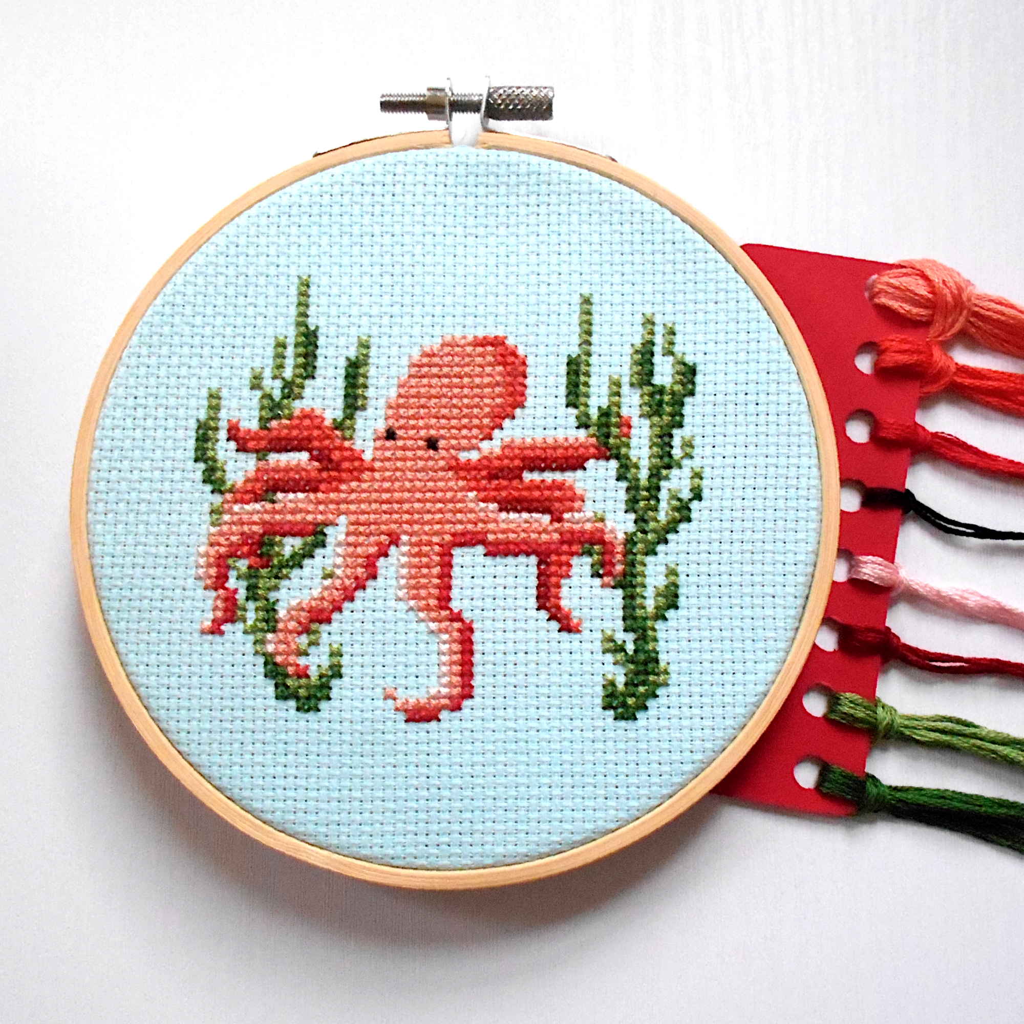 Octopus with Seaweed Cross Stitch Kit