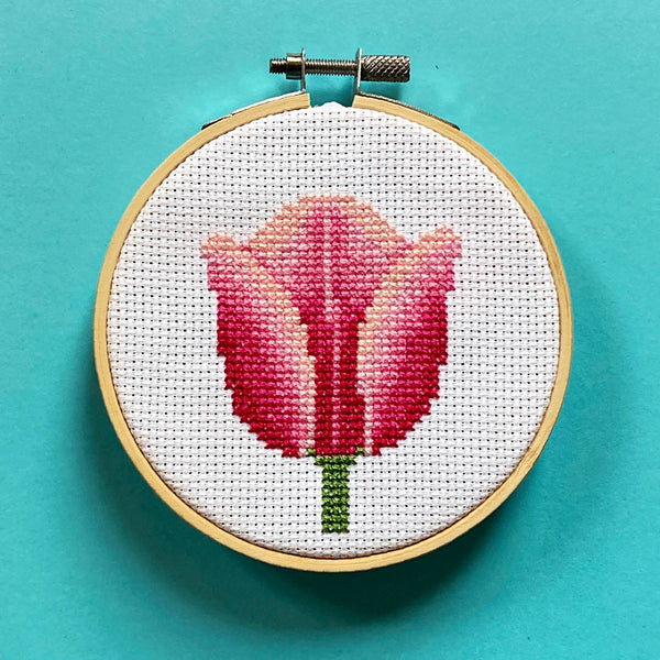 Pink triumph milkshake tulipa cross stitch