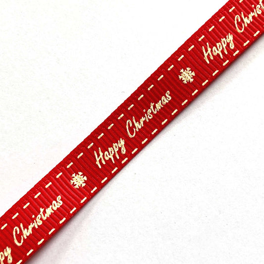 Red happy Christmas 9mm ribbon